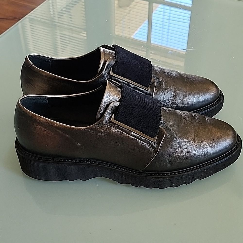 Aquatalia Chunky Kenley Metallic Chic Avant Garde Whimsigoth Loafers Size 7.5
